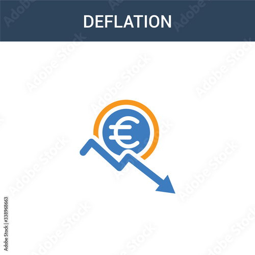 two colored Deflation concept vector icon. 2 color Deflation vector illustration. isolated blue and orange eps icon on white background.