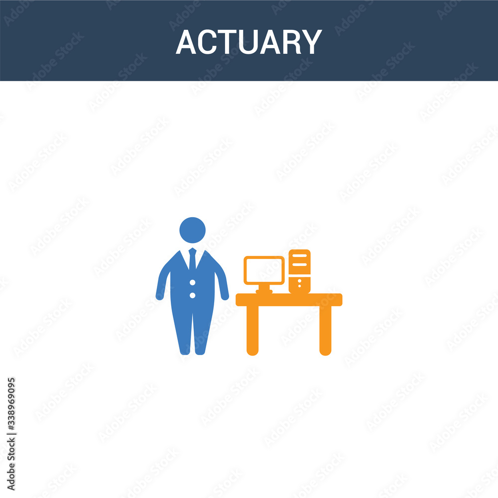 two colored Actuary concept vector icon. 2 color Actuary vector illustration. isolated blue and orange eps icon on white background.