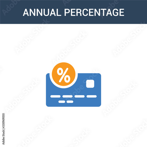 two colored Annual percentage rate (APR) concept vector icon. 2 color Annual percentage rate (APR) vector illustration. isolated blue and orange eps icon on white background.