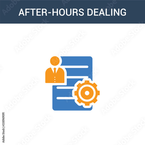 two colored After-hours dealing concept vector icon. 2 color After-hours dealing vector illustration. isolated blue and orange eps icon on white background.