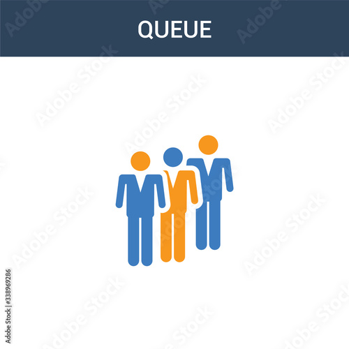 two colored Queue concept vector icon. 2 color Queue vector illustration. isolated blue and orange eps icon on white background.