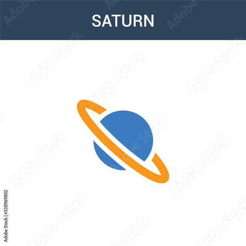 two colored Saturn concept vector icon. 2 color Saturn vector illustration. isolated blue and orange eps icon on white background.
