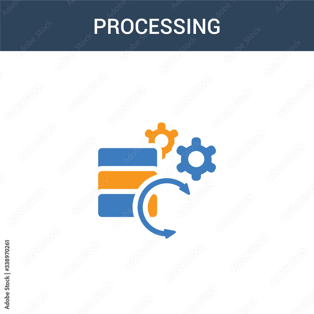 Fototapeta premium two colored Processing concept vector icon. 2 color Processing vector illustration. isolated blue and orange eps icon on white background.