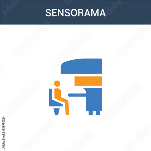 two colored Sensorama concept vector icon. 2 color Sensorama vector illustration. isolated blue and orange eps icon on white background.