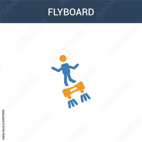two colored Flyboard concept vector icon. 2 color Flyboard vector illustration. isolated blue and orange eps icon on white background.