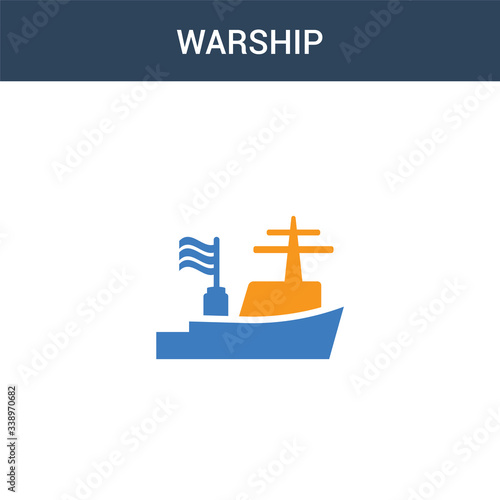 two colored Warship concept vector icon. 2 color Warship vector illustration. isolated blue and orange eps icon on white background.