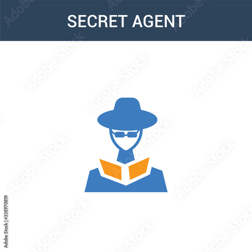 two colored secret agent concept vector icon. 2 color secret agent vector illustration. isolated blue and orange eps icon on white background.