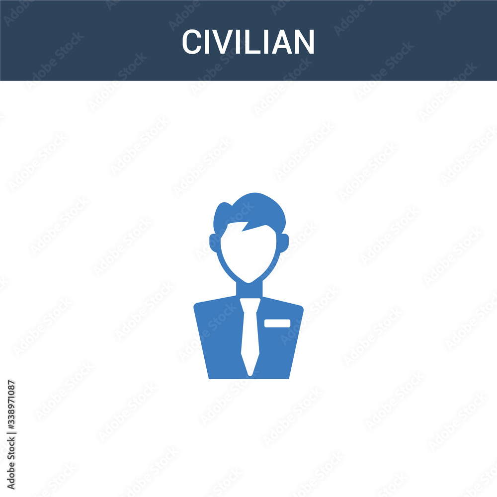two colored civilian concept vector icon. 2 color civilian vector illustration. isolated blue and orange eps icon on white background.