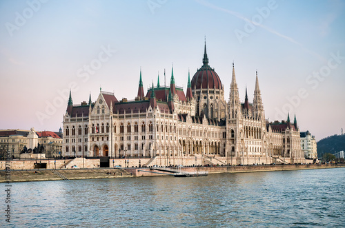 Hungarian parliament building along Danube river, Budapest - Hungary