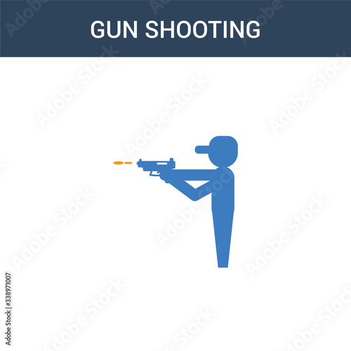 two colored gun shooting concept vector icon. 2 color gun shooting vector illustration. isolated blue and orange eps icon on white background.