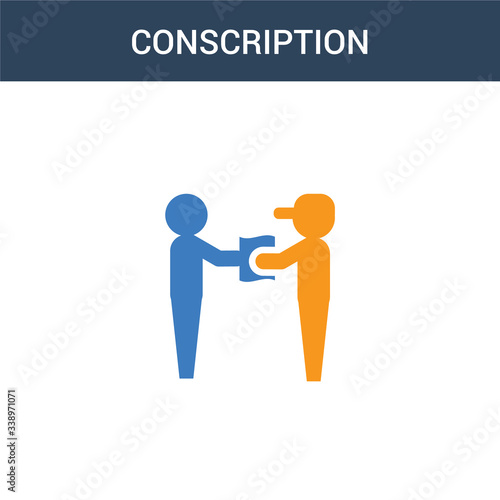 two colored conscription concept vector icon. 2 color conscription vector illustration. isolated blue and orange eps icon on white background.
