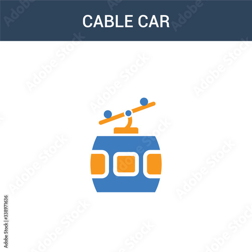two colored Cable car concept vector icon. 2 color Cable car vector illustration. isolated blue and orange eps icon on white background.
