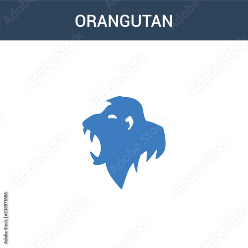 two colored Orangutan concept vector icon. 2 color Orangutan vector illustration. isolated blue and orange eps icon on white background.