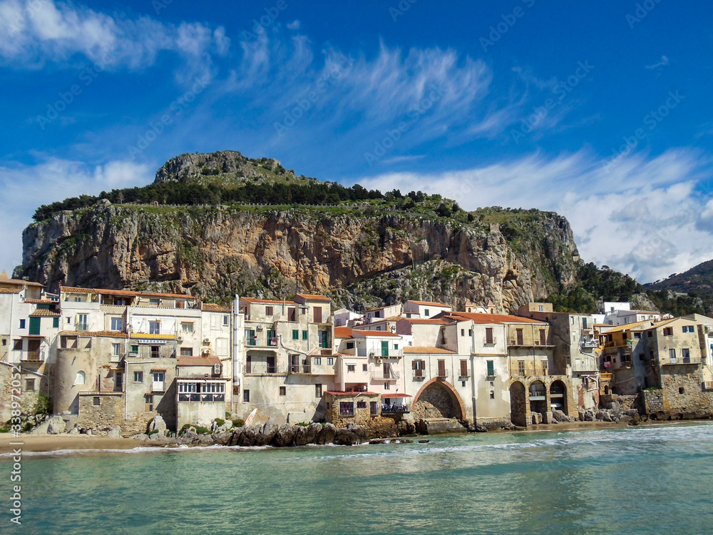 View of Cefalu city, Ligurian Coast, Sicily, Italy