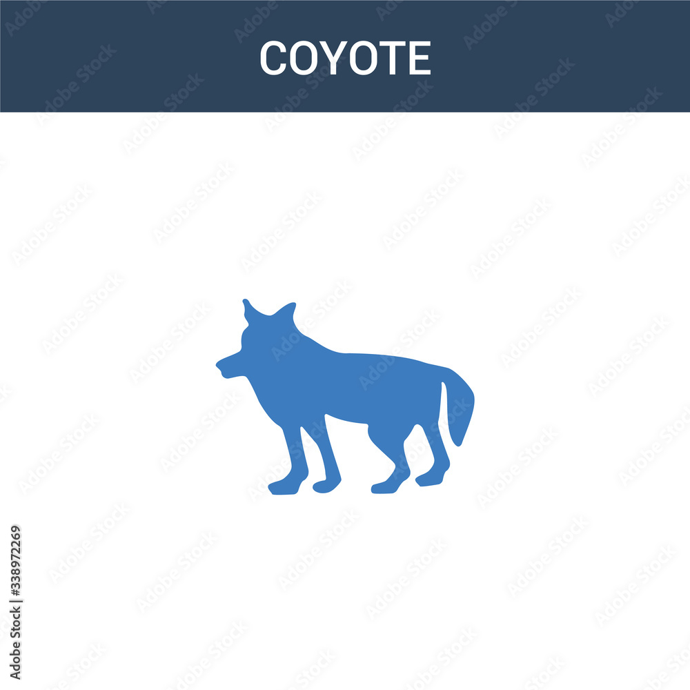 two colored Coyote concept vector icon. 2 color Coyote vector illustration. isolated blue and orange eps icon on white background.