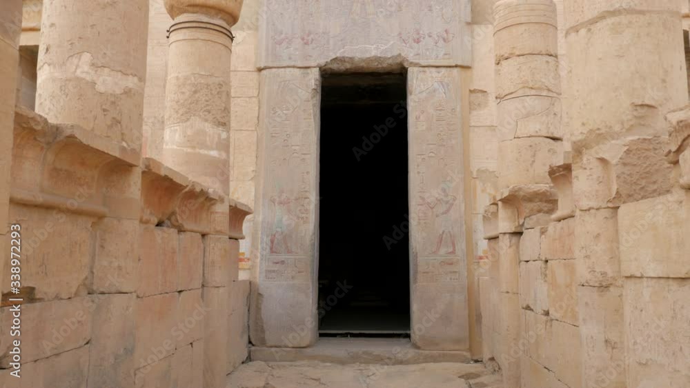 The Entrance to the Sanctuary is Decorated With Stone Columns and a Fence. Two Priests Are Depicted on the Ruined Stone Wall. Still, Colors With Which the Drawings Were Painted Are Well Preserved. The Entrance to the Sanctuary is Decorated With Stone Columns and a Fence. Two Priests Are Depicted on the Ruined Stone Wall. Still, Colors With Which the Drawings Were Painted Are Well Preserved.