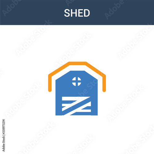 two colored Shed concept vector icon. 2 color Shed vector illustration. isolated blue and orange eps icon on white background.