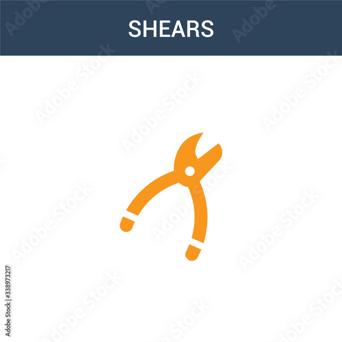two colored Shears concept vector icon. 2 color Shears vector illustration. isolated blue and orange eps icon on white background.