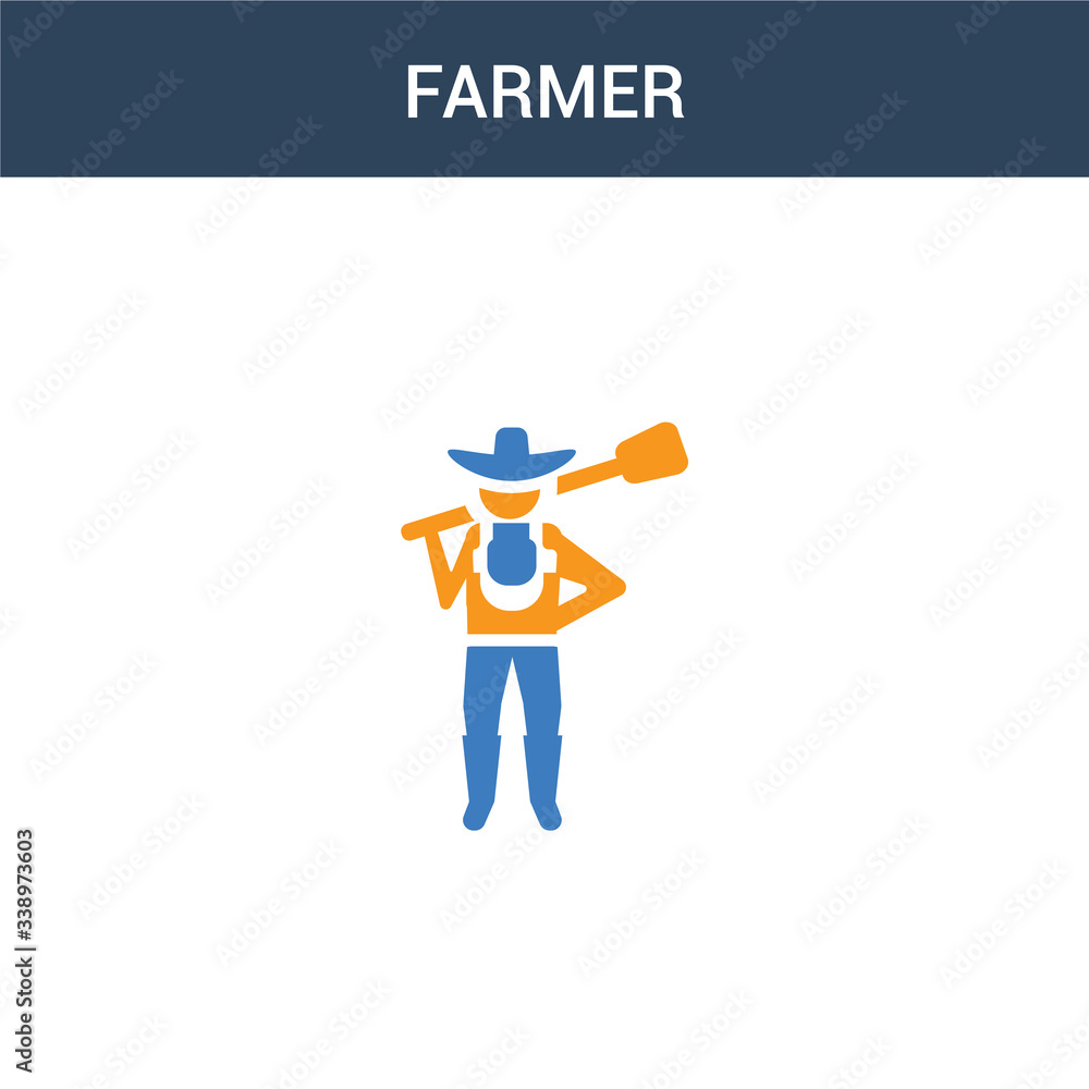 two colored farmer concept vector icon. 2 color farmer vector illustration. isolated blue and orange eps icon on white background.