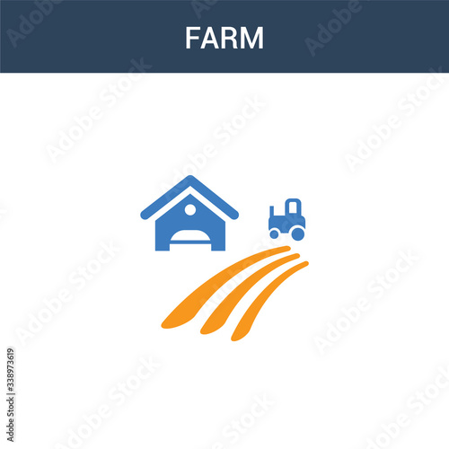two colored Farm concept vector icon. 2 color Farm vector illustration. isolated blue and orange eps icon on white background.