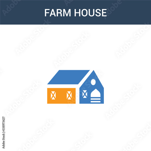 two colored Farm house concept vector icon. 2 color Farm house vector illustration. isolated blue and orange eps icon on white background. © BestVectorStock