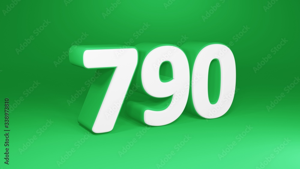 Number 790 in white on green background, isolated number 3d render Number 790 in white on green background, isolated number 3d render