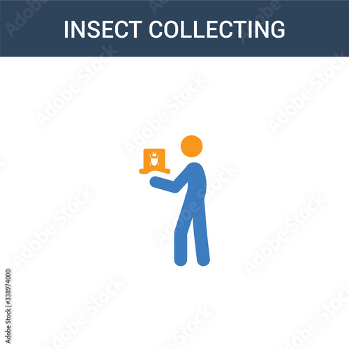 two colored Insect collecting concept vector icon. 2 color Insect collecting vector illustration. isolated blue and orange eps icon on white background.