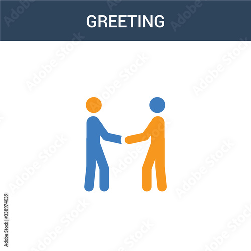 two colored Greeting concept vector icon. 2 color Greeting vector illustration. isolated blue and orange eps icon on white background.