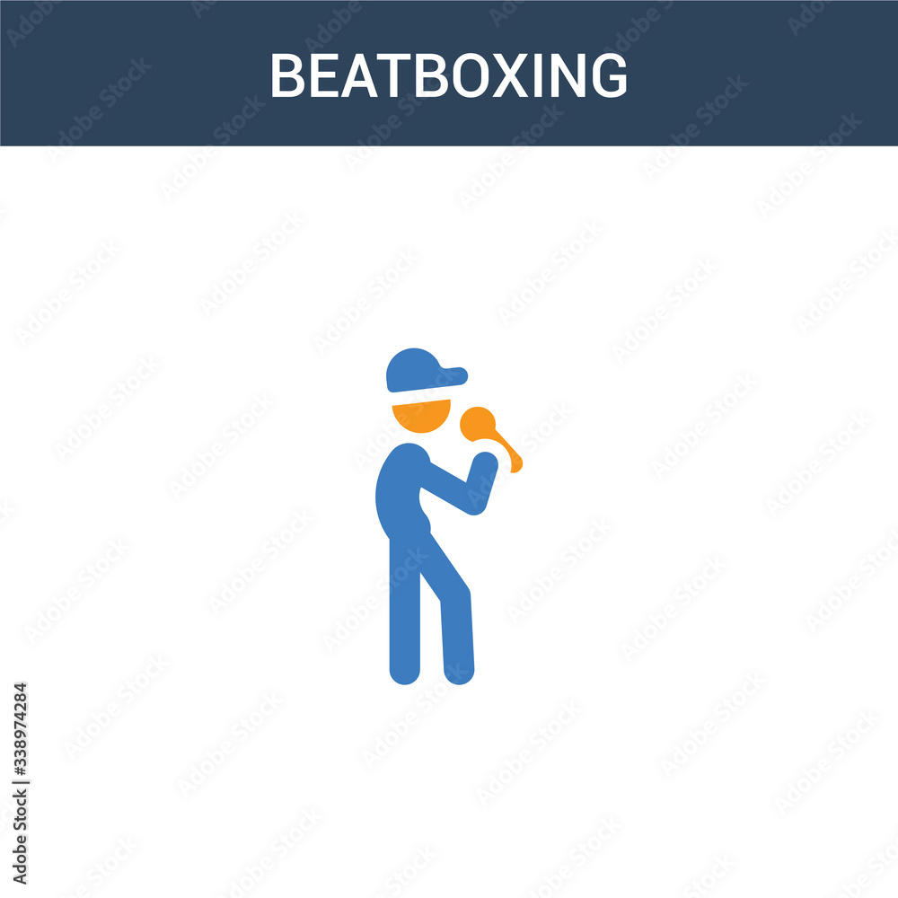 two colored Beatboxing concept vector icon. 2 color Beatboxing vector illustration. isolated blue and orange eps icon on white background.
