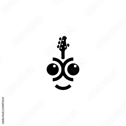 logo design about bass guitar player with bass illustration in vector