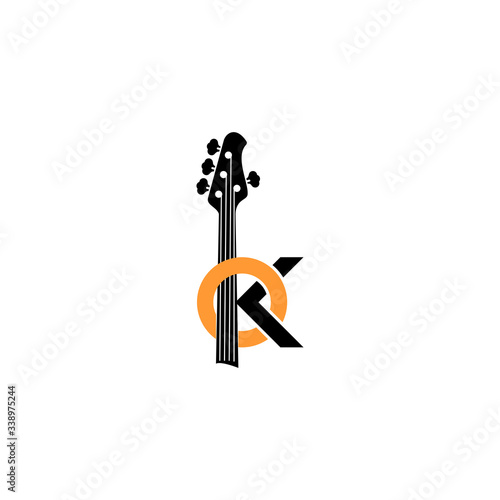 logo design about bass guitar player with bass illustration in vector