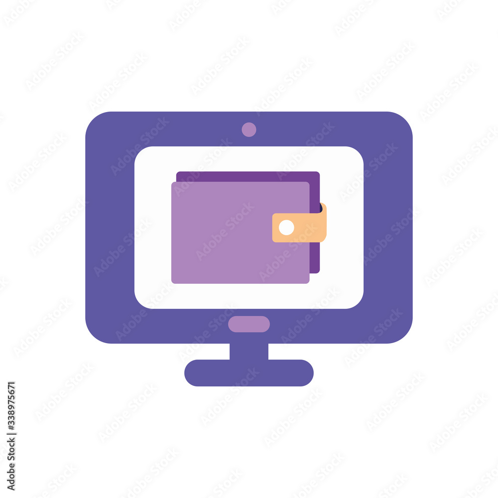 banking online concept, computer with wallet icon, flat style banking online concept, computer with wallet icon, flat style