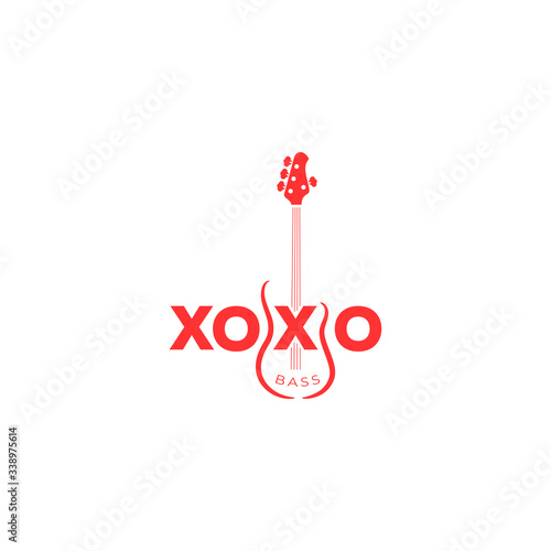 logo design about bass guitar player with bass illustration in vector