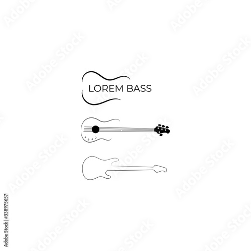 logo design about bass guitar player with bass illustration in vector