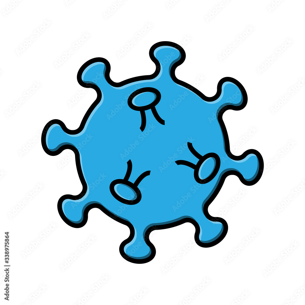 Blue icon of medical chinese virus microbe dangerous deadly strain covid-19 coronavirus epidemic pandemic disease. Vector illustration isolated on a white background Blue icon of medical chinese virus microbe dangerous deadly strain covid-19 coronavirus epidemic pandemic disease. Vector illustration isolated on a white background