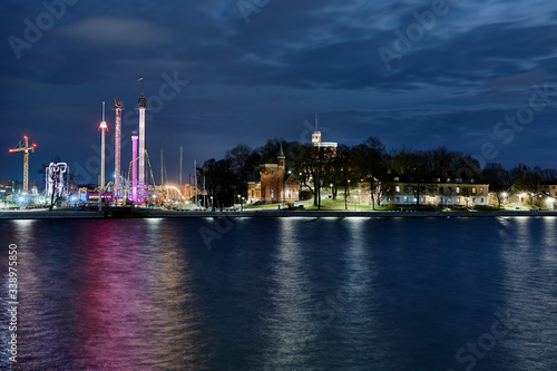 Photography Kastellholmen is a islet  with a citadel in Stockholm behind is a amusementpark