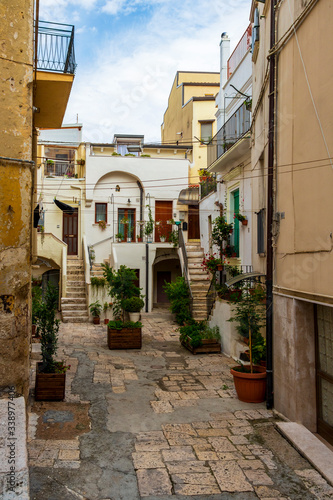 Obraz na plátně Old town street view, ancient cloister in Altamura, Apulia, Italy