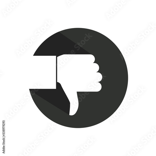Thumbs down dislike, hate or thumbs down dislike for social networks, art icon for apps and websites. Bad choice sign. Voting. Disapproval isolated vector icon