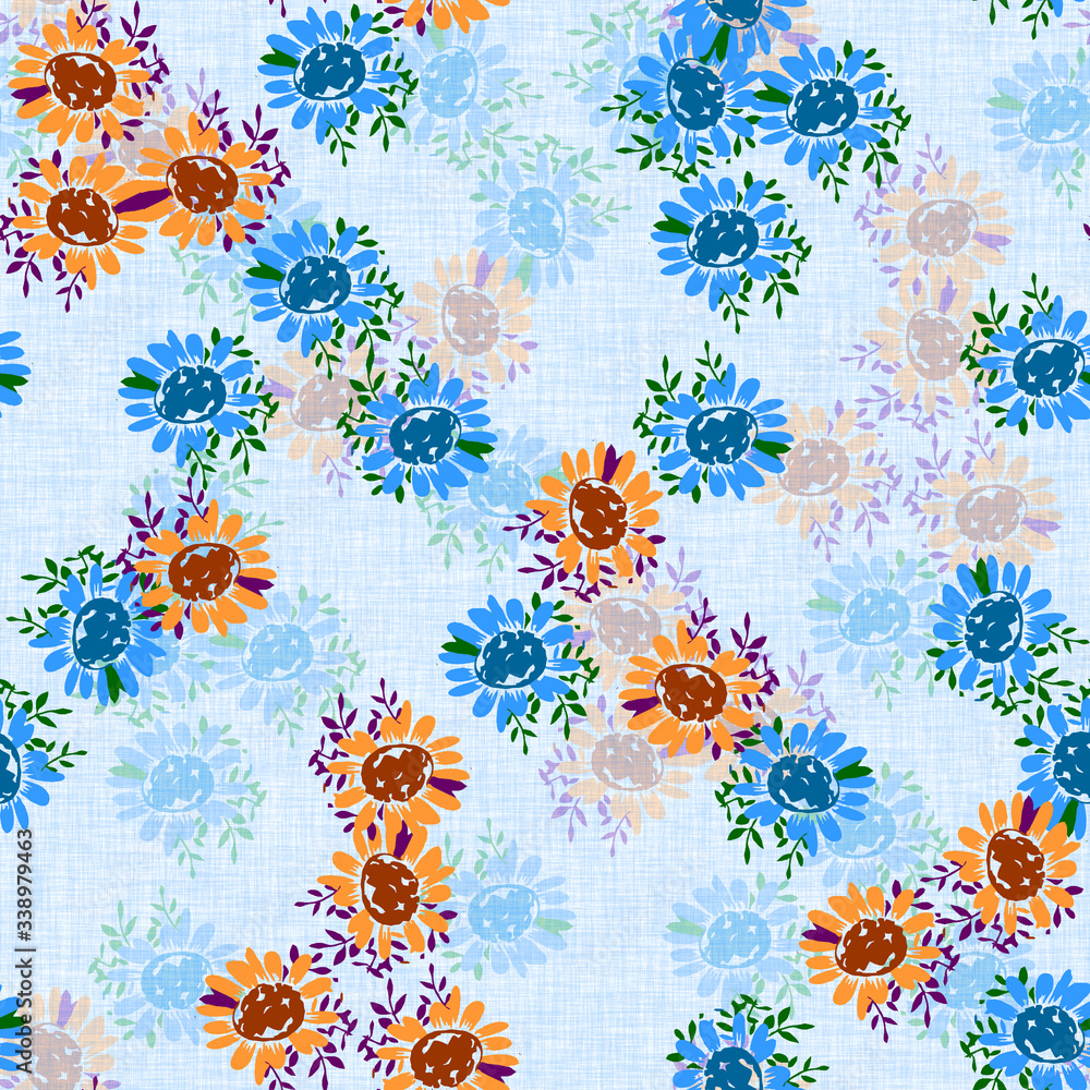 Obraz premium Watercolor seamless flower pattern with color backgound