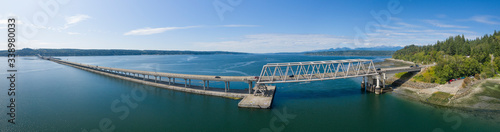 Hood Canal Floating Bridge Washington USA Panoramic Aerial View © CascadeCreatives