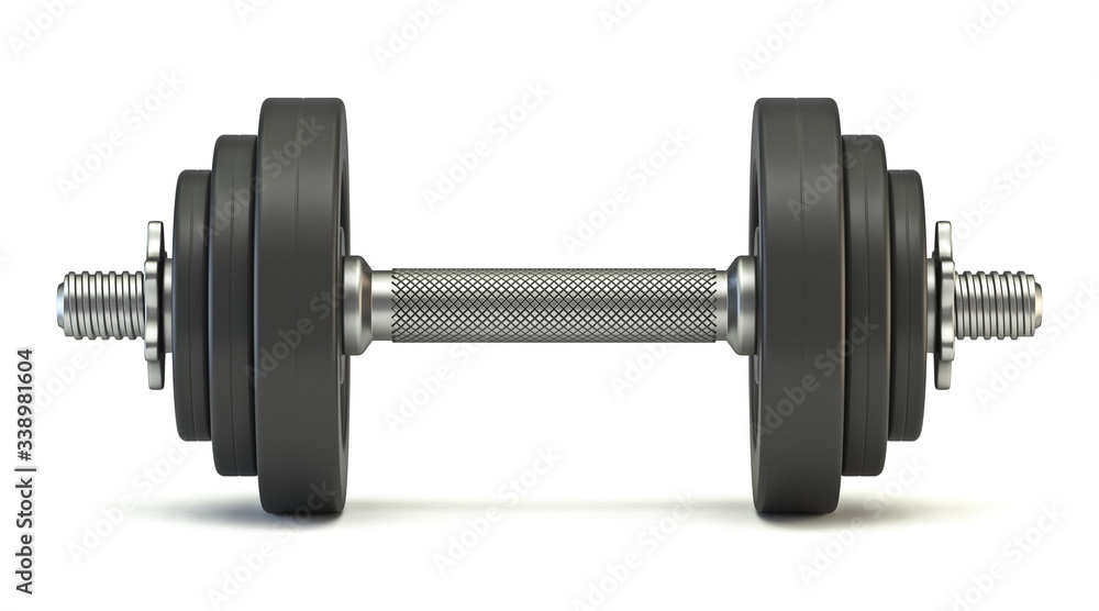 Black dumbbell Front view 3D Black dumbbell Front view 3D