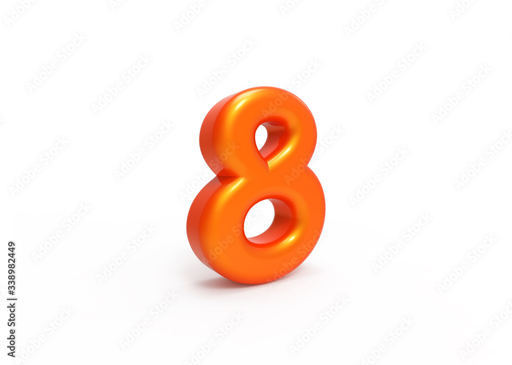 3d rendered orange 8 number isolated 3d rendered orange 8 number isolated