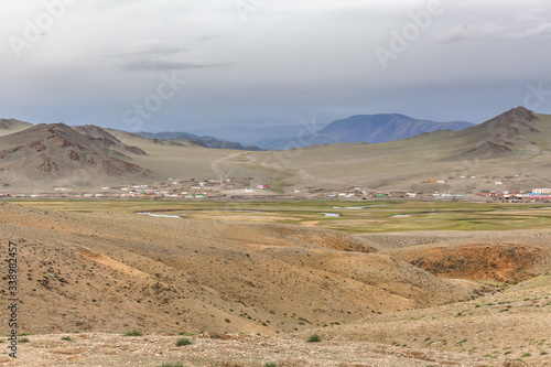 A small settlement in the Altai mountains of Mongolia