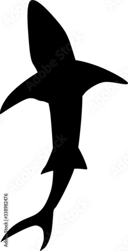 Vector silhouette of a shark swimming on the sea