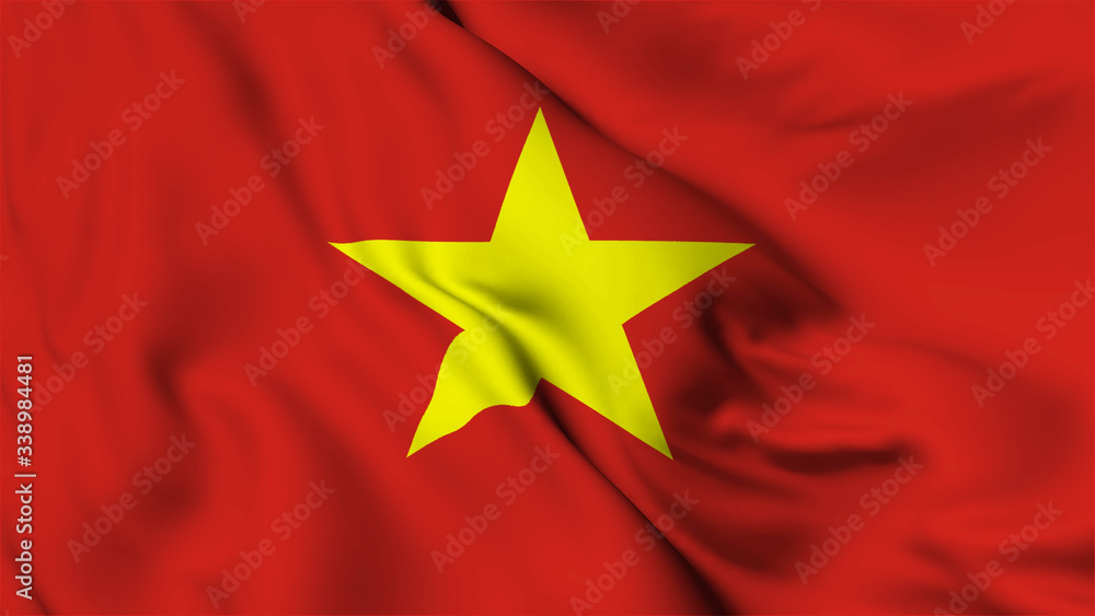 Vietnam flag is waving 3D animation. Vietnam flag waving in the wind. National flag of vietnam. 3D rendering Waving flag design. Vietnam flag is waving 3D animation. Vietnam flag waving in the wind. National flag of vietnam. 3D rendering Waving flag design.