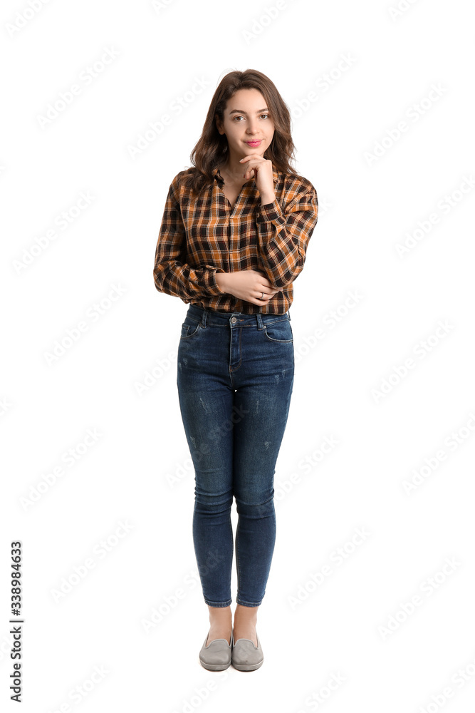 Beautiful young girl on white background Beautiful young girl on white background