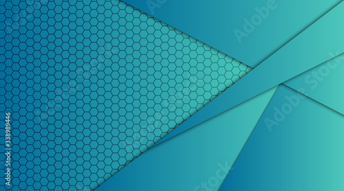 Abstract polygon hexagon shapes in turquoise and blue gradient background