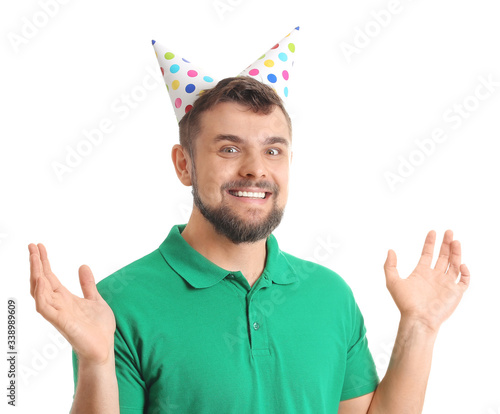 Handsome man celebrating Bi...