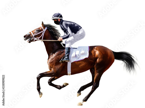 Wallpaper Mural Racing, background, horses, racetrack isolated on white background
