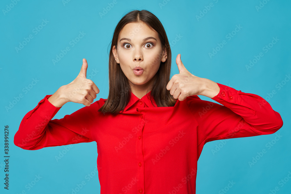 young woman showing victory sign young woman showing victory sign